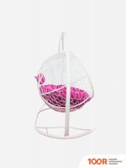 M-Group ЛЕЖЕБОКА 11180108 (С БЕЛЫМ РОТАНГОМ/РОЗОВАЯ ПОДУШКА) (341177)