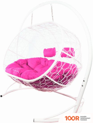 M-Group ЛЕЖЕБОКА 11180108 (С БЕЛЫМ РОТАНГОМ/РОЗОВАЯ ПОДУШКА) (341177)