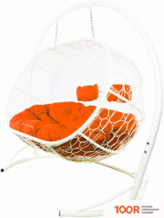 M-Group ЛЕЖЕБОКА 11180107 (С БЕЛЫМ РОТАНГОМ/ОРАНЖЕВАЯ ПОДУШКА) (341176)