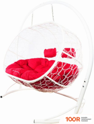 M-Group ЛЕЖЕБОКА 11180106 (С БЕЛЫМ РОТАНГОМ/КРАСНАЯ ПОДУШКА) (341175)