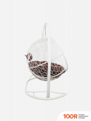 M-Group ЛЕЖЕБОКА 11180105 (С БЕЛЫМ РОТАНГОМ/КОРИЧНЕВАЯ ПОДУШКА) (341174)