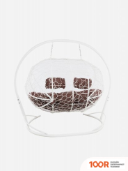 M-Group ЛЕЖЕБОКА 11180105 (С БЕЛЫМ РОТАНГОМ/КОРИЧНЕВАЯ ПОДУШКА) (341174)