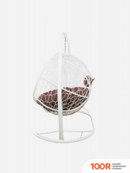 M-Group ЛЕЖЕБОКА 11180105 (С БЕЛЫМ РОТАНГОМ/КОРИЧНЕВАЯ ПОДУШКА) (341174)