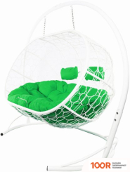 M-Group ЛЕЖЕБОКА 11180104 (С БЕЛЫМ РОТАНГОМ/ЗЕЛЕНАЯ ПОДУШКА) (341173)