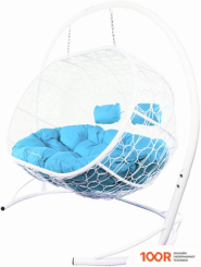 M-Group ЛЕЖЕБОКА 11180103 (С БЕЛЫМ РОТАНГОМ/ГОЛУБАЯ ПОДУШКА) (341172)