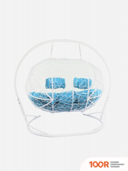 M-Group ЛЕЖЕБОКА 11180103 (С БЕЛЫМ РОТАНГОМ/ГОЛУБАЯ ПОДУШКА) (341172)