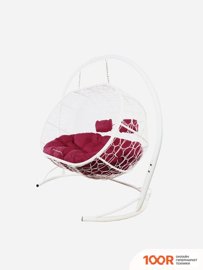 M-Group ЛЕЖЕБОКА 11180102 (С БЕЛЫМ РОТАНГОМ/БОРДОВАЯ ПОДУШКА) (341171)