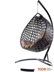 M-Group КАПЛЯ ЛЮКС 11030405 (ЧЕРНЫЙ РОТАНГ/КОРИЧНЕВАЯ ПОДУШКА) (341075)