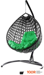 M-Group КАПЛЯ ЛЮКС 11030404 (ЧЕРНЫЙ РОТАНГ/ЗЕЛЕНАЯ ПОДУШКА) (341074)