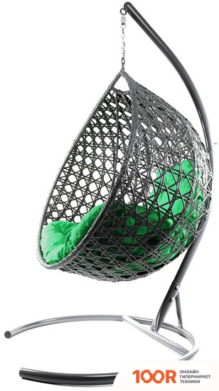 M-Group КАПЛЯ ЛЮКС 11030304 (СЕРЫЙ РОТАНГ/ЗЕЛЕНАЯ ПОДУШКА) (341063)