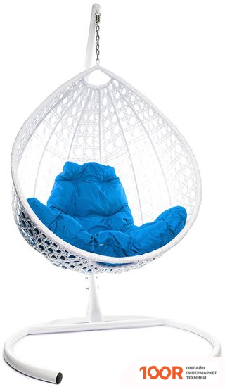 M-Group КАПЛЯ ЛЮКС 11030110 (БЕЛЫЙ РОТАНГ/СИНЯЯ ПОДУШКА) (341047)