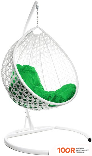 M-Group КАПЛЯ ЛЮКС 11030104 (БЕЛЫЙ РОТАНГ/ЗЕЛЕНАЯ ПОДУШКА) (341041)