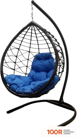 M-Group КАПЛЯ ЛОРИ 11530410 (ЧЕРНЫЙ РОТАНГ/СИНЯЯ ПОДУШКА) (341036)