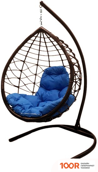 M-Group КАПЛЯ ЛОРИ 11530210 (КОРИЧНЕВЫЙ РОТАНГ/СИНЯЯ ПОДУШКА) (341016)