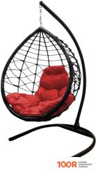 M-Group КАПЛЯ ЛОРИ 11530206 (КОРИЧНЕВЫЙ РОТАНГ/КРАСНАЯ ПОДУШКА) (341012)