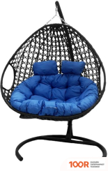 M-Group ДЛЯ ДВОИХ ЛЮКС 11510410 (ЧЕРНЫЙ РОТАНГ/СИНЯЯ ПОДУШКА) (340907)