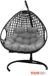 M-Group ДЛЯ ДВОИХ ЛЮКС 11510409 (ЧЕРНЫЙ РОТАНГ/СЕРАЯ ПОДУШКА) (340906)