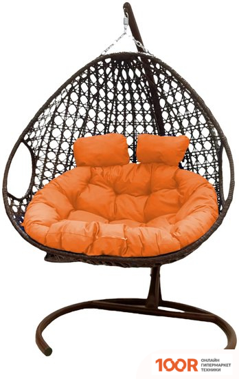 M-Group ДЛЯ ДВОИХ ЛЮКС 11510407 (ЧЕРНЫЙ РОТАНГ/ОРАНЖЕВАЯ ПОДУШКА) (340904)