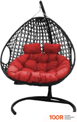 M-Group ДЛЯ ДВОИХ ЛЮКС 11510406 (ЧЕРНЫЙ РОТАНГ/КРАСНАЯ ПОДУШКА) (340903)