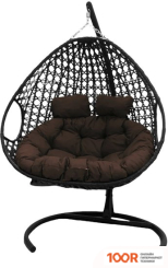 M-Group ДЛЯ ДВОИХ ЛЮКС 11510405 (ЧЕРНЫЙ РОТАНГ/КОРИЧНЕВАЯ ПОДУШКА) (340902)