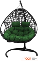 M-Group ДЛЯ ДВОИХ ЛЮКС 11510404 (ЧЕРНЫЙ РОТАНГ/ЗЕЛЕНАЯ ПОДУШКА) (340901)