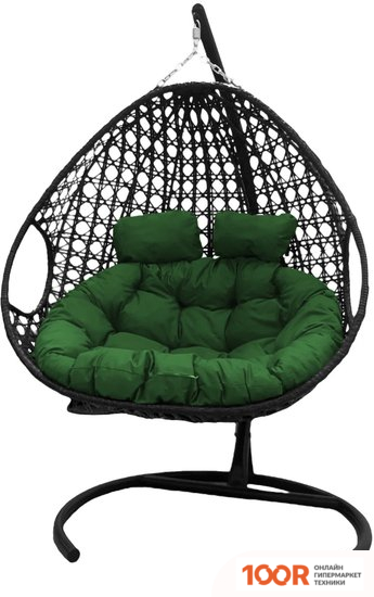 M-Group ДЛЯ ДВОИХ ЛЮКС 11510404 (ЧЕРНЫЙ РОТАНГ/ЗЕЛЕНАЯ ПОДУШКА) (340901)