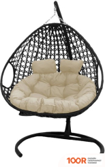 M-Group ДЛЯ ДВОИХ ЛЮКС 11510401 (ЧЕРНЫЙ РОТАНГ/БЕЖЕВАЯ ПОДУШКА) (340898)