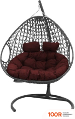 M-Group ДЛЯ ДВОИХ ЛЮКС 11510302 (СЕРЫЙ РОТАНГ/БОРДОВАЯ ПОДУШКА) (340890)