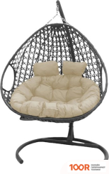 M-Group ДЛЯ ДВОИХ ЛЮКС 11510301 (СЕРЫЙ РОТАНГ/БЕЖЕВАЯ ПОДУШКА) (340889)