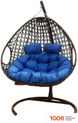 M-Group ДЛЯ ДВОИХ ЛЮКС 11510210 (КОРИЧНЕВЫЙ РОТАНГ/СИНЯЯ ПОДУШКА) (340887)