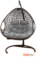 M-Group ДЛЯ ДВОИХ ЛЮКС 11510209 (КОРИЧНЕВЫЙ РОТАНГ/СЕРАЯ ПОДУШКА) (340886)