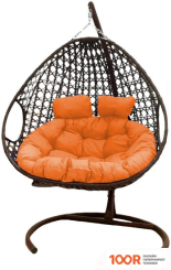 M-Group ДЛЯ ДВОИХ ЛЮКС 11510207 (КОРИЧНЕВЫЙ РОТАНГ/ОРАНЖЕВАЯ ПОДУШКА) (340885)