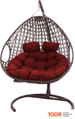 M-Group ДЛЯ ДВОИХ ЛЮКС 11510206 (КОРИЧНЕВЫЙ РОТАНГ/КРАСНАЯ ПОДУШКА) (340884)