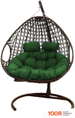 M-Group ДЛЯ ДВОИХ ЛЮКС 11510204 (КОРИЧНЕВЫЙ РОТАНГ/ЗЕЛЕНАЯ ПОДУШКА) (340882)