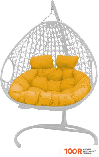 M-Group ДЛЯ ДВОИХ ЛЮКС 11510111 (БЕЛЫЙ РОТАНГ/ЖЕЛТАЯ ПОДУШКА) (340878)