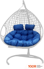 M-Group ДЛЯ ДВОИХ ЛЮКС 11510110 (БЕЛЫЙ РОТАНГ/СИНЯЯ ПОДУШКА) (340877)