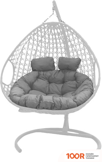 M-Group ДЛЯ ДВОИХ ЛЮКС 11510109 (БЕЛЫЙ РОТАНГ/СЕРАЯ ПОДУШКА) (340876)