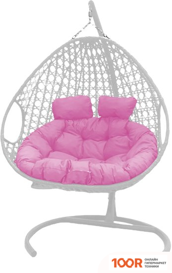 M-Group ДЛЯ ДВОИХ ЛЮКС 11510108 (БЕЛЫЙ РОТАНГ/РОЗОВАЯ ПОДУШКА) (340875)