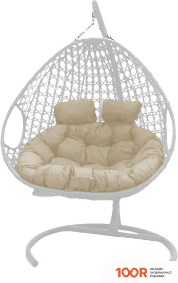 M-Group ДЛЯ ДВОИХ ЛЮКС 11510101 (БЕЛЫЙ РОТАНГ/БЕЖЕВАЯ ПОДУШКА) (340868)