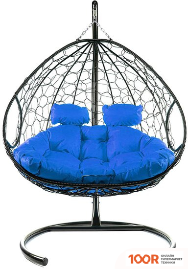 M-Group ДЛЯ ДВОИХ 11450410 (ЧЕРНЫЙ РОТАНГ/СИНЯЯ ПОДУШКА) (340866)