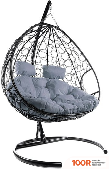 M-Group ДЛЯ ДВОИХ 11450409 (ЧЕРНЫЙ РОТАНГ/СЕРАЯ ПОДУШКА) (340865)