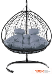 M-Group ДЛЯ ДВОИХ 11450409 (ЧЕРНЫЙ РОТАНГ/СЕРАЯ ПОДУШКА) (340865)