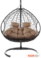 M-Group ДЛЯ ДВОИХ 11450405 (ЧЕРНЫЙ РОТАНГ/КОРИЧНЕВАЯ ПОДУШКА) (340861)