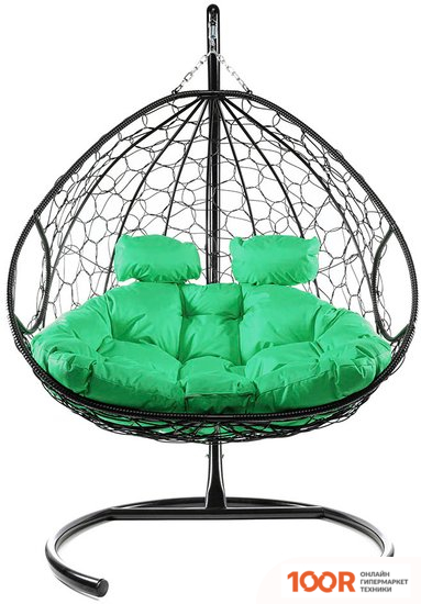 M-Group ДЛЯ ДВОИХ 11450404 (ЧЕРНЫЙ РОТАНГ/ЗЕЛЕНАЯ ПОДУШКА) (340860)