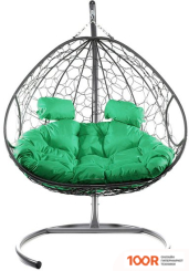 M-Group ДЛЯ ДВОИХ 11450304 (СЕРЫЙ РОТАНГ/ЗЕЛЕНАЯ ПОДУШКА) (340849)