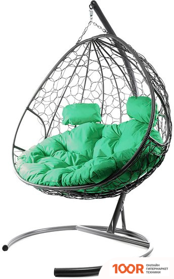 M-Group ДЛЯ ДВОИХ 11450304 (СЕРЫЙ РОТАНГ/ЗЕЛЕНАЯ ПОДУШКА) (340849)