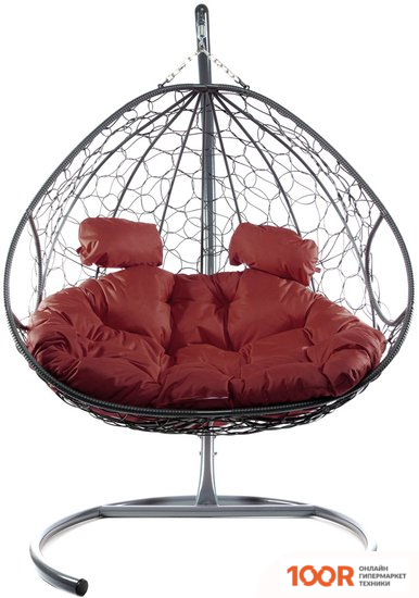 M-Group ДЛЯ ДВОИХ 11450302 (СЕРЫЙ РОТАНГ/БОРДОВАЯ ПОДУШКА) (340847)