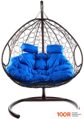 M-Group ДЛЯ ДВОИХ 11450210 (КОРИЧНЕВЫЙ РОТАНГ/СИНЯЯ ПОДУШКА) (340845)