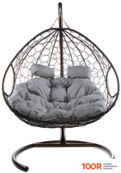 M-Group ДЛЯ ДВОИХ 11450209 (КОРИЧНЕВЫЙ РОТАНГ/СЕРАЯ ПОДУШКА) (340844)