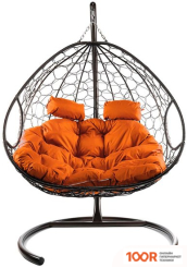 M-Group ДЛЯ ДВОИХ 11450207 (КОРИЧНЕВЫЙ РОТАНГ/ОРАНЖЕВАЯ ПОДУШКА) (340842)